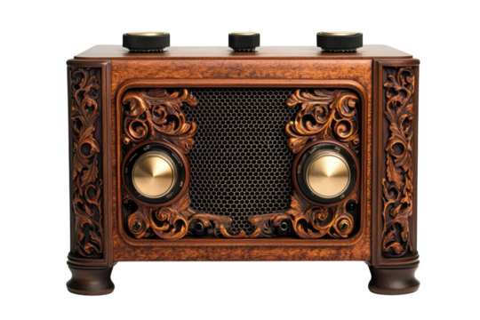 Ornate vintage wooden radio