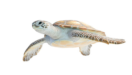 Naklejka premium Green sea turtle swimming in ocean water isolated on transparent PNG