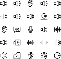 Fototapeta premium Collection of 25 Minimalist Sound and Audio Icons