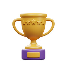 3D Rendered Gold Trophy: Achievement, Success, Victory Icon for Award Ceremony, Competition, and Winning