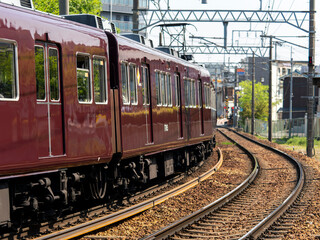 Obraz premium カーブを通過する電車