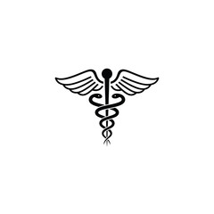 Black and White Caduceus Symbol Representing Medicine and Healthcare Services