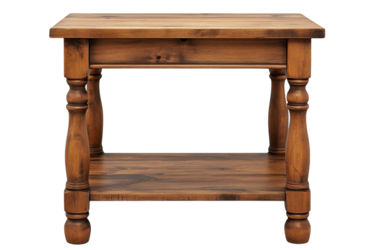 A wooden end table isolated