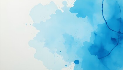 Obraz premium Abstract Grunge Tint Light Blue Watercolor Background Aquarelle Azure Gradient Splash Textured Paper Vintage Retro Canvas Design 4K