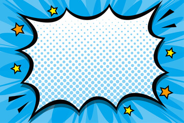 アメコミデザインのポップなふきだしイラスト（ブルー）