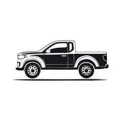 Pickup Truck Illustration Vehicle Silhouette Symbol Icon Side Profile Graphic