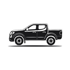 Powerful Pickup Truck Vehicle Silhouette Symbol Icon Side Profile Vector Graphic