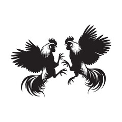 vector silhouette of a fighting rooster