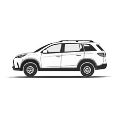 White SUV Side Profile Vehicle Silhouette Symbol Icon Clean Vehicle Illustration