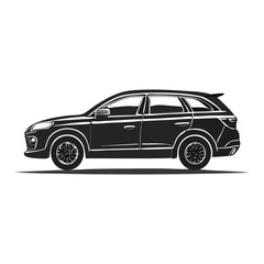 Sleek SUV Side Profile Vehicle Silhouette Symbol Icon Vector Illustration