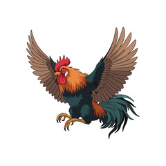 vector illustration of a rooster in flight