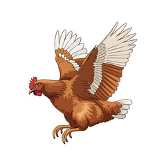 vector illustration of a hen in flight