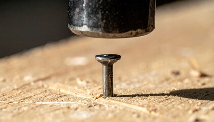 Hammer Driving Nail Into Wood