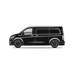 Black Minivan Vehicle Silhouette Symbol Icon Side Profile Illustration