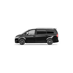 Luxury Black Minivan Vehicle Silhouette Symbol Icon Side Profile Vector Graphic