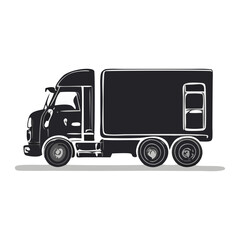 Box Truck Illustration Vehicle Silhouette Symbol Icon Side View Graphic for Design Projects