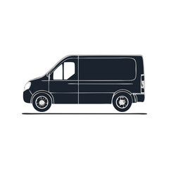 Professional Cargo Van Vehicle Silhouette Symbol Icon Side View Illustration