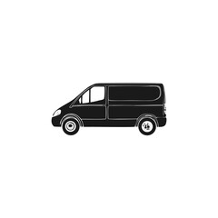 Simple Black Panel Van Illustration Vehicle Silhouette Symbol Icon Side View Graphic