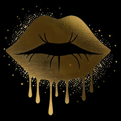 Dripping lips goldfoil concept