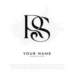RS SR initial letter handwriting and luxury monogram logo