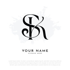 SK KS initial letter handwriting and luxury monogram logo