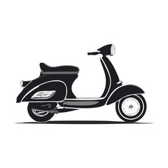 Classic Vespa Scooter Vehicle Silhouette Symbol Icon Elegant Design Vector Graphic
