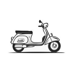 Classic Scooter Illustration Vehicle Silhouette Symbol Icon Vintage Motorbike Design