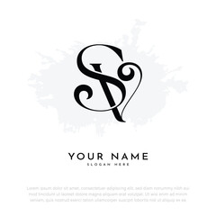 SV VS initial letter handwriting and luxury monogram logo