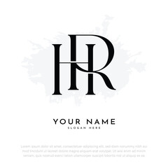 RH HR initial letter handwriting and luxury monogram logo
