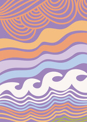 illustration, abstract, texture, nature, art, graphic, vector, design, modern, summer, pattern, color, background, card, wallpaper, decoration, decor, print, flower, retro, wave, wavy, geometric, vint