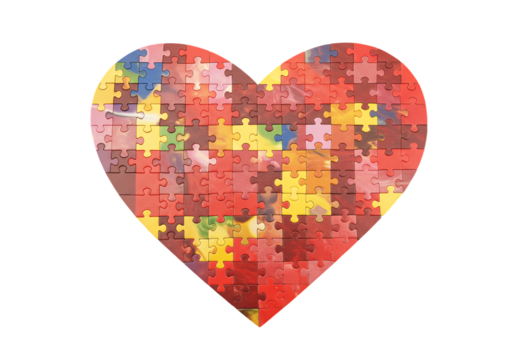 A Colorful Heart Puzzle isolated on transparent baackground