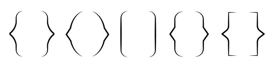 Text brackets, braces, quote, text box icons set