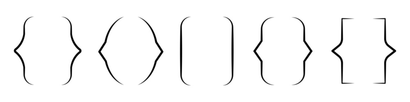 Text brackets, braces, quote, text box icons set