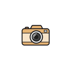 Fototapeta premium Cute Camera Icon Illustration with a Tan Color Palette and Black Outline