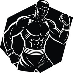 Fototapeta premium Vector Boxer Silhouette in a Powerful Stance for Combat and Fitness Designs