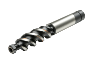 Industrial Auger Screw Drill Bit Tooling Component CNC Precision Milling Engineering Design on transparent background