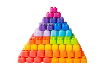 Colorful Building Blocks Pyramid on Transparent Background