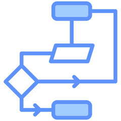 Flow Chart Icon Outline Blue