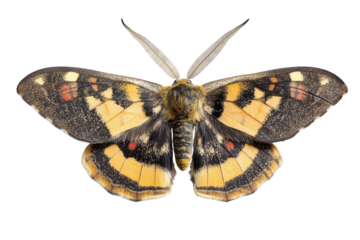 Yellow Moth Isolated Emperor Moth Photography Insect with Detailed Wings Entomology Art Transparent Background Nature