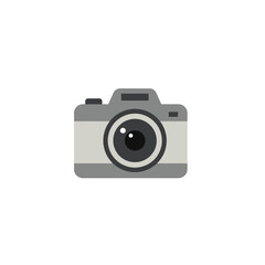 Simple Gray Camera Illustration on White Background for Photography or Design