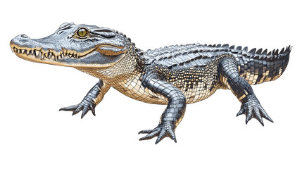 Fototapeta premium Crocodile aligator caiman reptile vector illustration isolated on a white background