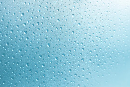 A light blue surface covered in many small water droplets evenly spread