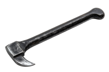 Worn Crowbar Tool Vintage Black Wrecking Bar Hand Tool Pry Bar Metal lever Construction Tool on transparent background