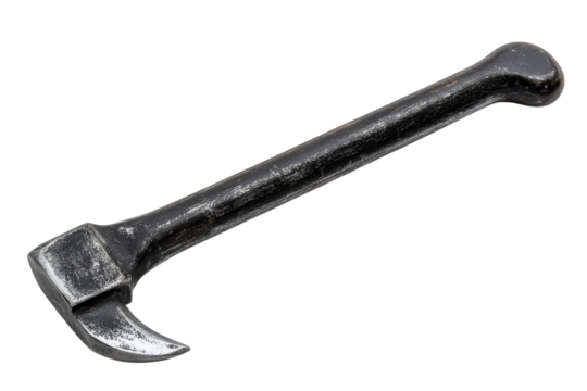 Worn Crowbar Tool Vintage Black Wrecking Bar Hand Tool Pry Bar Metal lever Construction Tool on transparent background