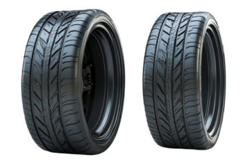 Sleek Automobile Tires High Performance Car Wheels Motorsport Texture Rubber Grip Auto Part on transparent background