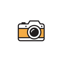 Simple Camera Icon with Orange Accent for Photography and Travel Concepts