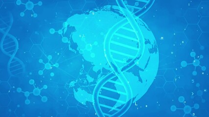 Abstract Global DNA Sequence Illustration with Blue Digital Atmosphere - Powered by Adobe
