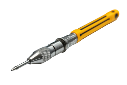 Automatic Center Punch Precision Tool Yellow Handle Metal Engraving Marking Construction on transparent background