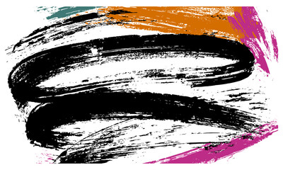 Bold curved distressed paint smears, thick hand-drawn brush strokes, rough grunge texture, abstract banner, irregular painted lines, vector illustration, urban art, street style background.