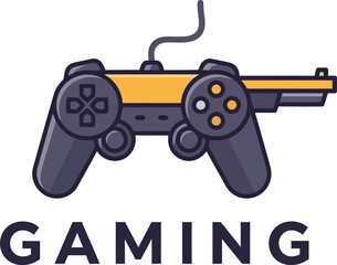 Gaming logo concept with a controller and gun combination for esports